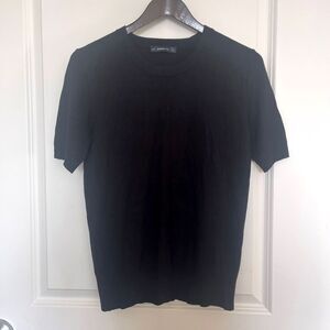 Zara Knit Women's Black Tshirt Tee Top Blouse Shirt Sweater Size L